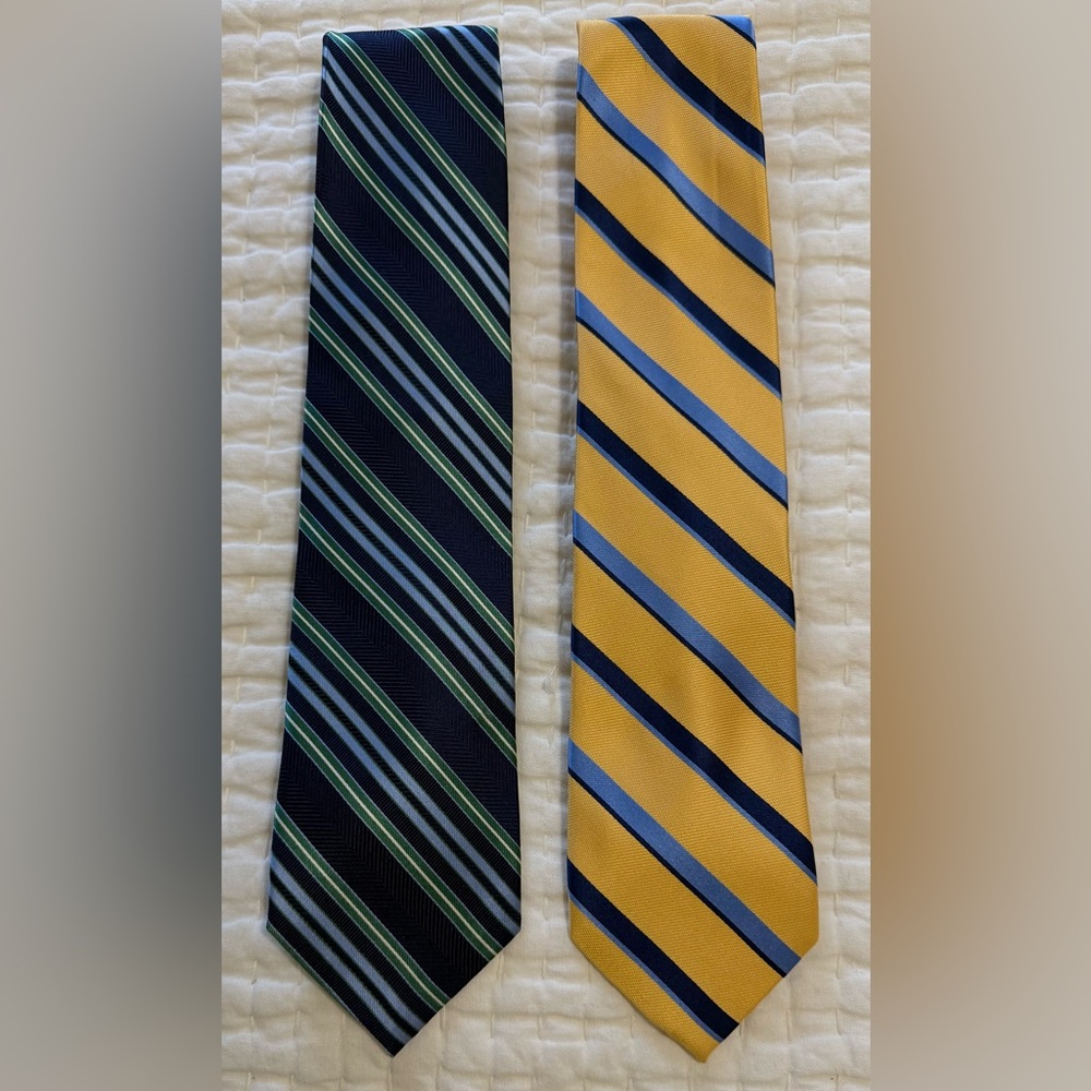 Two Chaps 100% Silk Men’s Striped Ties, EUC